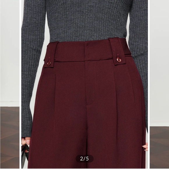 Commense Burgundy Wide-Leg Trousers - Picture 2 of 3